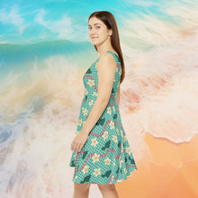Load image into Gallery viewer, Maui Gingham in Teal Skater Dress