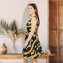 Load image into Gallery viewer, Black Puakenikeni Skater Dress