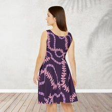 Load image into Gallery viewer, Crown Lei Dark Purple Skater Dress