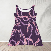 Load image into Gallery viewer, Crown Lei Dark Purple Skater Dress

