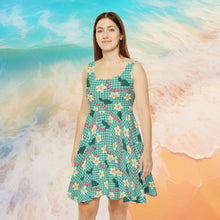 Load image into Gallery viewer, Maui Gingham in Teal Skater Dress
