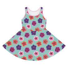 Load image into Gallery viewer, Keiki teal Hibiscus dress
