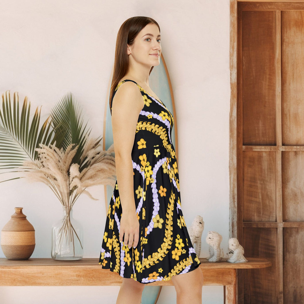 Black Puakenikeni Skater Dress