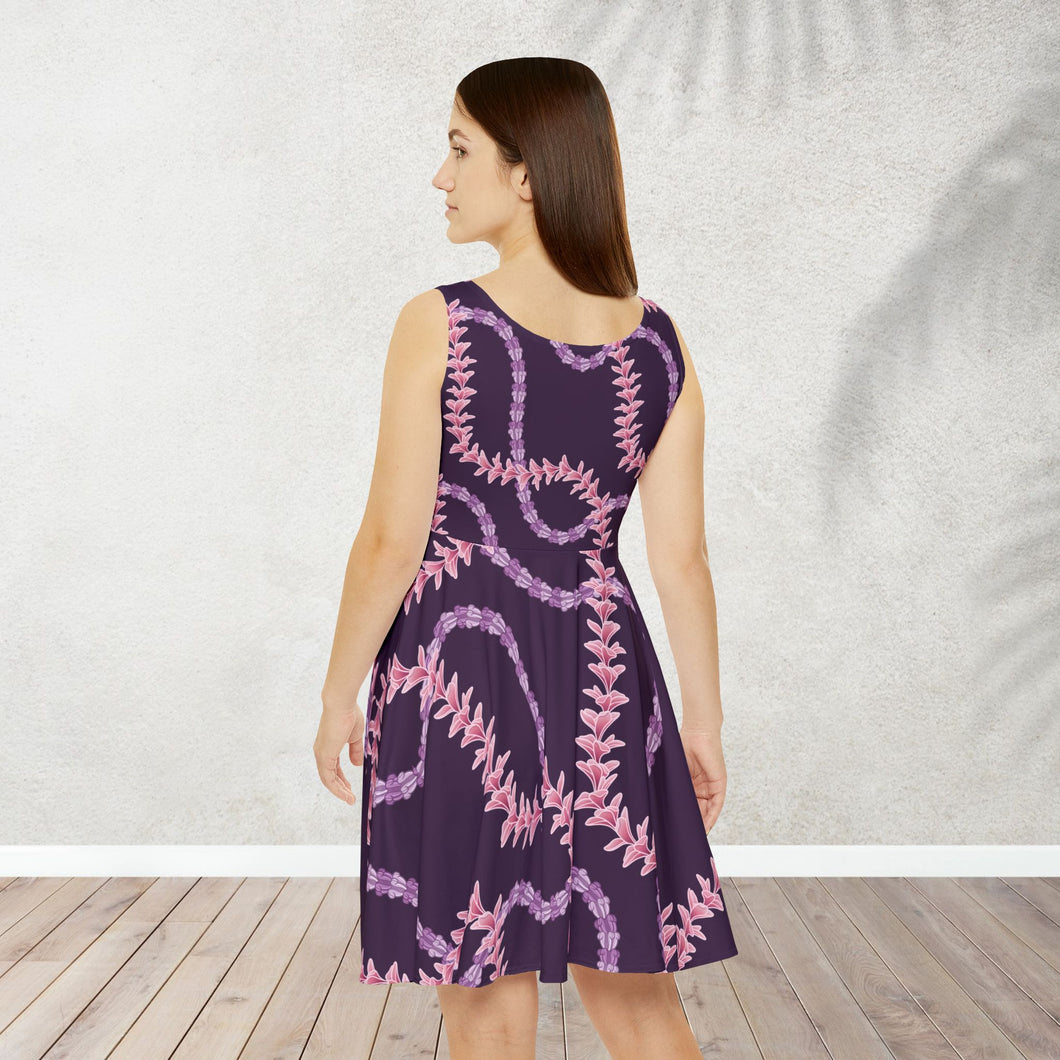 Crown Lei Dark Purple Skater Dress
