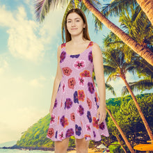 Load image into Gallery viewer, Cheetah Hibiscus light pink Skater Dress
